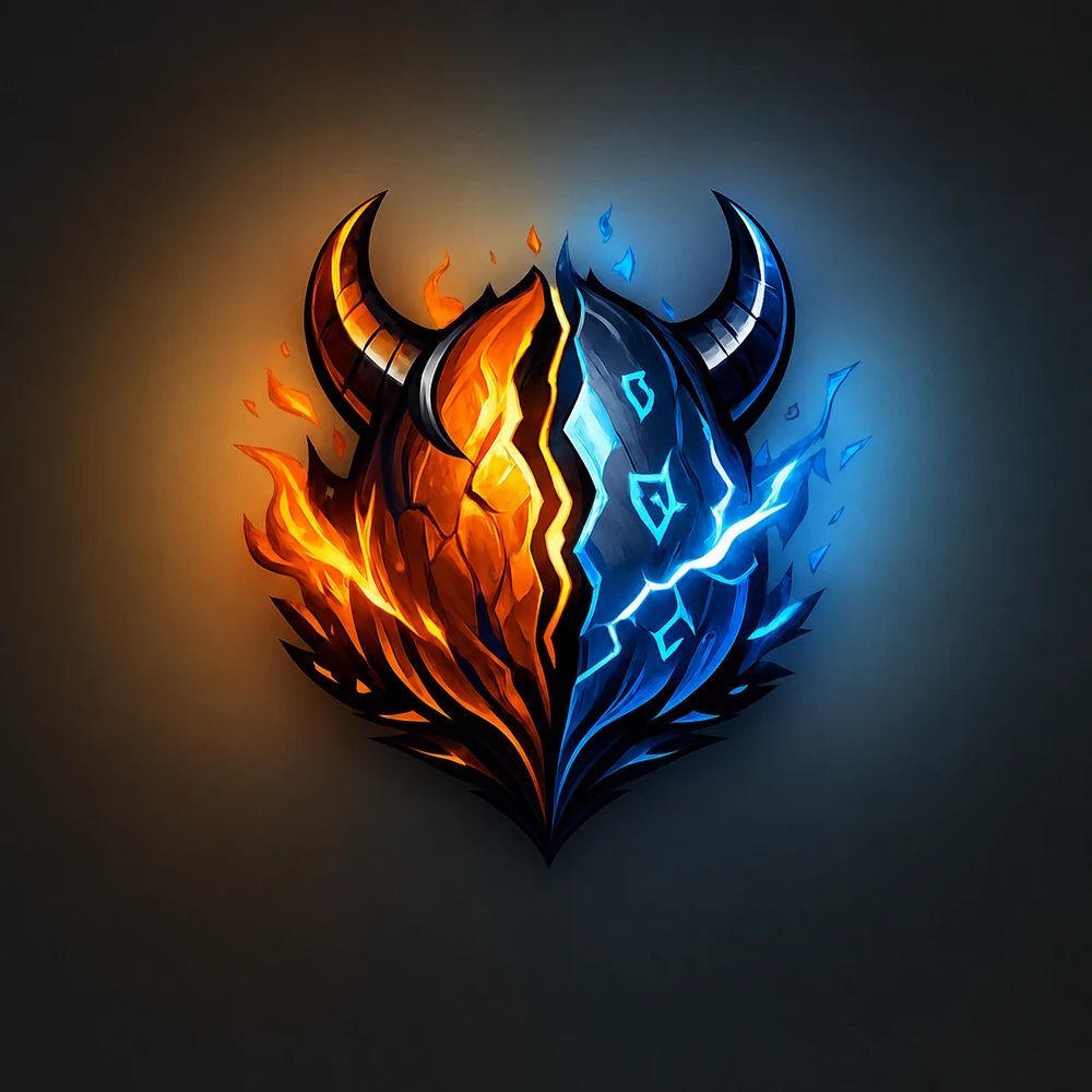 Demon Seed Gaming split fire-and-ice horned emblem.